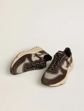 Zapatillas de hombre con Running Sole de nylon y gamuza, con estrella estampada y lengüeta de talón de cuero