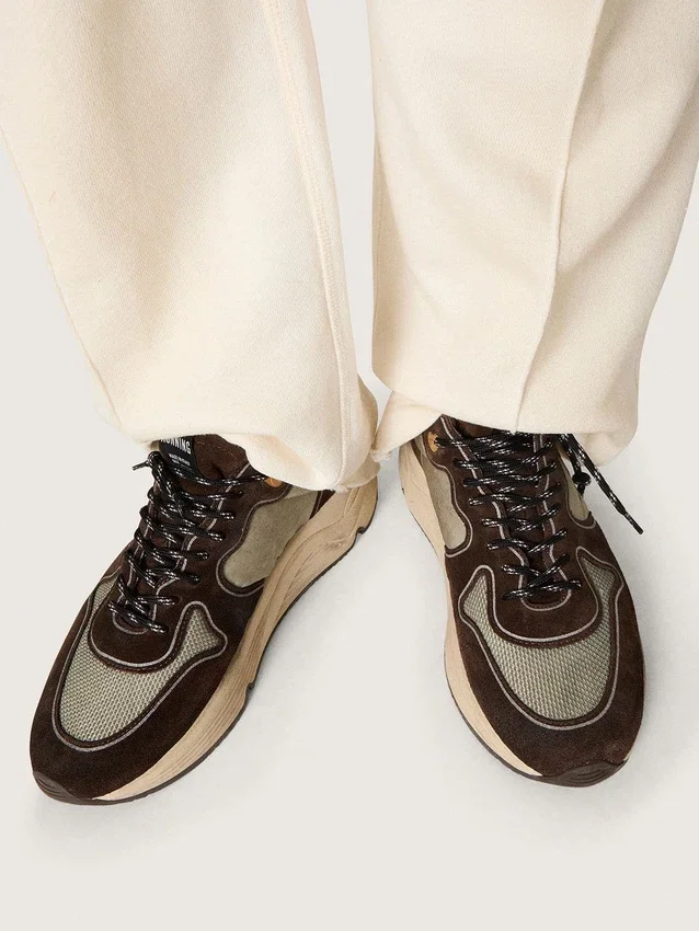 Zapatillas de hombre con Running Sole de nylon y gamuza, con estrella estampada y lengüeta de talón de cuero