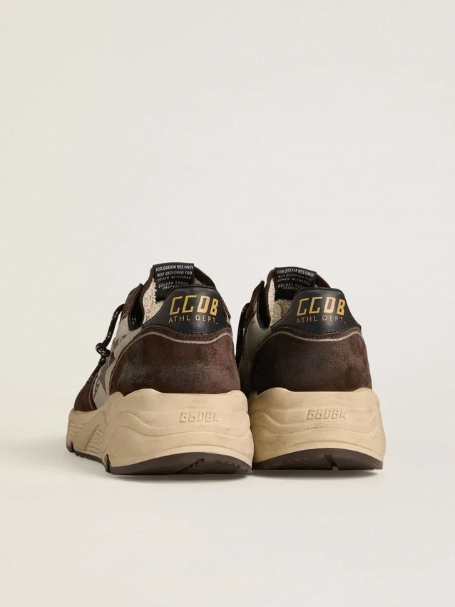 Zapatillas de hombre con Running Sole de nylon y gamuza, con estrella estampada y lengüeta de talón de cuero