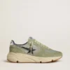Zapatillas de hombre con Running Sole en nylon y gamuza verde salvia con estrella negra estampada
