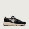 Zapatillas de hombre con Running Sole en piel napa y gamuza negras con una estrella blanca