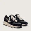 Zapatillas de hombre con Running Sole en piel napa y gamuza negras con una estrella blanca