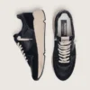 Zapatillas de hombre con Running Sole en piel napa y gamuza negras con una estrella blanca