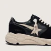 Zapatillas de hombre con Running Sole en piel napa y gamuza negras con una estrella blanca