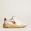 Zapatillas de hombre con Running Sole, estrella de cuero y lengüeta en el talón con estampado rojo
