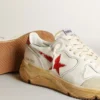 Zapatillas de hombre con Running Sole, estrella de cuero y lengüeta en el talón con estampado rojo