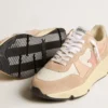 Zapatillas de mujer con Running Sole en malla y gamuza, con estrella rosa y lengüeta plateada en el talón