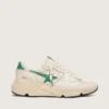 Zapatillas de mujer con Running Sole en nylon color crema y cuero con estrella de cuero verde