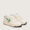 Zapatillas de mujer con Running Sole en nylon color crema y cuero con estrella de cuero verde