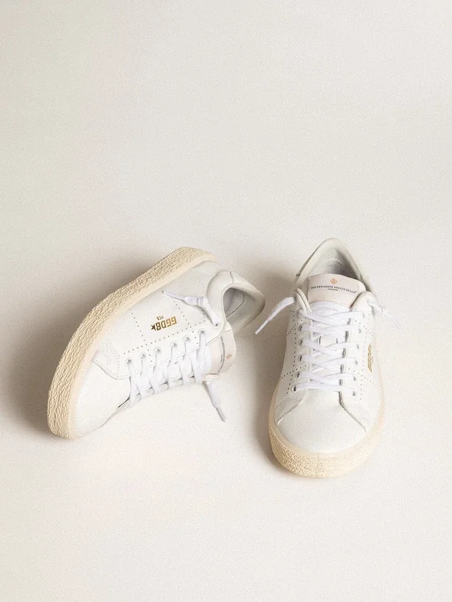 Zapatillas de tenis para mujer en cuero blanco