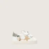 Zapatillas escolares para bebé en napa con estrella de gamuza beige y estampado de mascota
