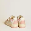 Zapatillas Forty2 para hombre con estrella rosa y lengüeta de talón de cuero blanco