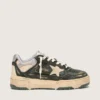 Zapatillas Forty2 para hombre en cuero verde y nylon color crema con estrella de TPU y lengüeta del talón de cuero plateado