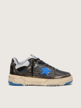 Zapatillas Forty2 para hombre en gomaespuma negra y cuero con estrella de TPU y lengüeta del talón de cuero negro