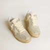 Zapatillas Forty2 para mujer en cuero blanco y cristales Swarovski con estrella blanca