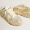 Zapatillas Forty2 para mujer en cuero blanco y cristales Swarovski con estrella blanca