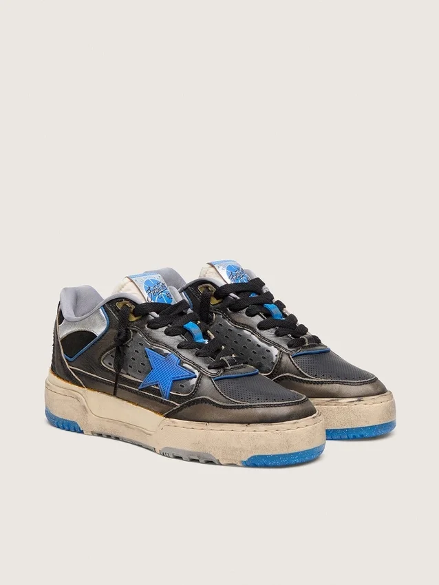 Zapatillas Forty2 para mujer en gomaespuma negra y cuero con estrella de TPU y lengüeta del talón de cuero negro