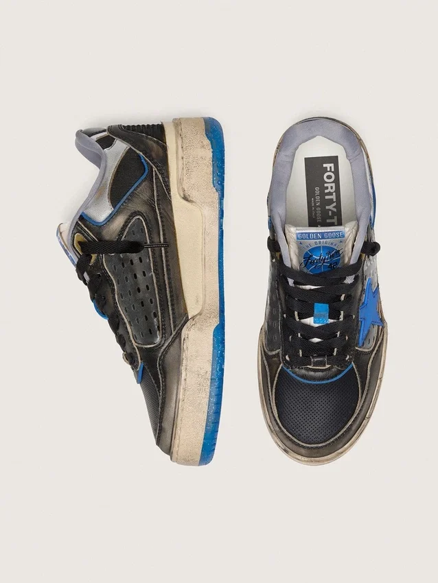 Zapatillas Forty2 para mujer en gomaespuma negra y cuero con estrella de TPU y lengüeta del talón de cuero negro