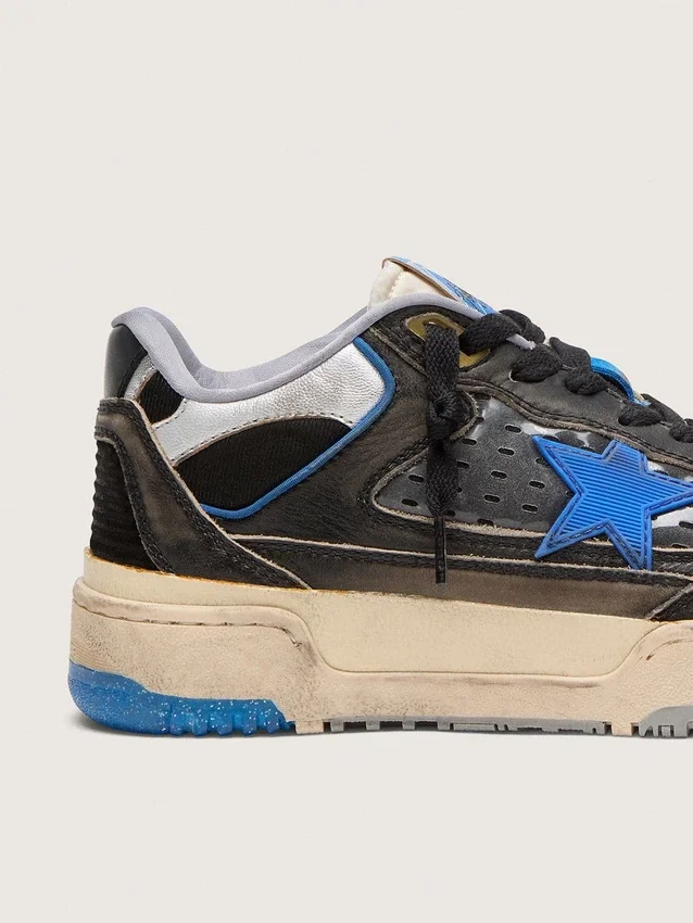 Zapatillas Forty2 para mujer en gomaespuma negra y cuero con estrella de TPU y lengüeta del talón de cuero negro