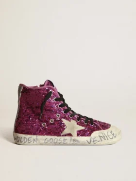Zapatillas Francy con lentejuelas y letras escritas a mano en la suela