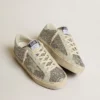Zapatillas Hi Star para mujer en brillo plateado con estrella de gamuza y lengüeta del talón blanca