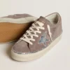 Zapatillas Hi Star para mujer en gamuza con estrella de cuero plateada y lengüeta del talón de cuero