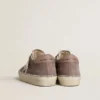 Zapatillas Hi Star para mujer en gamuza con estrella de cuero plateada y lengüeta del talón de cuero