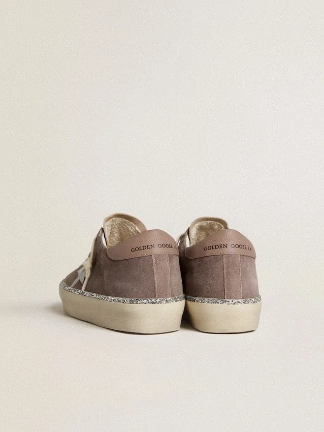 Zapatillas Hi Star para mujer en gamuza con estrella de cuero plateada y lengüeta del talón de cuero