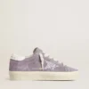 Zapatillas Hi Star para mujer en gamuza morada con estrella plateada con purpurina