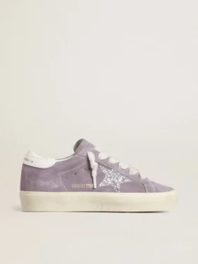 Zapatillas Hi Star para mujer en gamuza morada con estrella plateada con purpurina