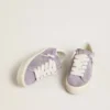 Zapatillas Hi Star para mujer en gamuza morada con estrella plateada con purpurina