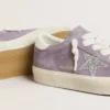 Zapatillas Hi Star para mujer en gamuza morada con estrella plateada con purpurina