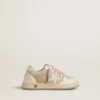 Zapatillas Junior Ball Star en gamuza perla con estrella de cuero y lengüeta en el talón
