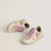 Zapatillas Junior Ball Star en gamuza perla con estrella de cuero y lengüeta en el talón