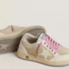Zapatillas Junior Ball Star en gamuza perla con estrella de cuero y lengüeta en el talón