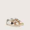 Zapatillas Junior Old School con estrella de cuero negro e inserciones de gamuza beige y verde