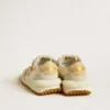 Zapatillas Marathon para hombre en nylon beige y cuero gris con estrella estampada en beige