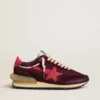 Zapatillas Marathon para hombre en malla y gamuza color burdeos con estrella rosa estampada