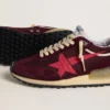 Zapatillas Marathon para hombre en malla y gamuza color burdeos con estrella rosa estampada