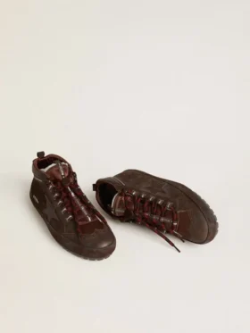 Zapatillas Mid Star para hombre en gamuza marrón con estrella de cuero y lengüeta trasera de gamuza