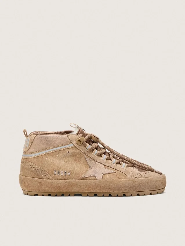 Zapatillas Mid Star para mujer en gamuza color caramelo con estrella de nubuck y lengüeta de talón de gamuza