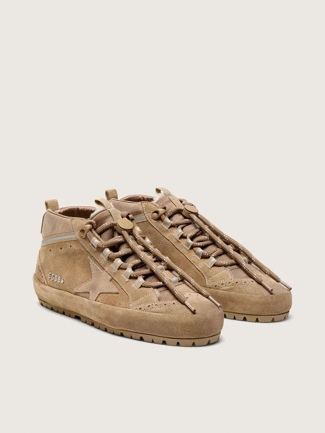 Zapatillas Mid Star para mujer en gamuza color caramelo con estrella de nubuck y lengüeta de talón de gamuza