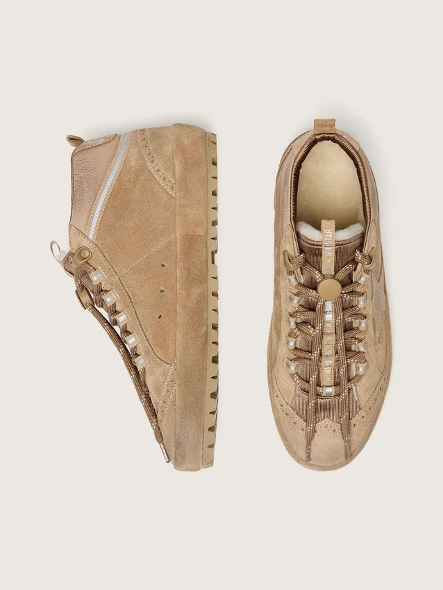 Zapatillas Mid Star para mujer en gamuza color caramelo con estrella de nubuck y lengüeta de talón de gamuza