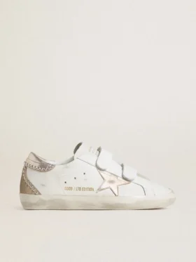 Zapatillas Old School LTD para mujer con estrella y lengüeta en el talón de cuero metalizado en oro rosa