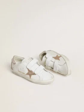 Zapatillas Old School LTD para mujer con estrella y lengüeta en el talón de cuero metalizado en oro rosa