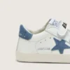 Zapatillas Old School para bebé en cuero blanco con estrella de gamuza azul denim