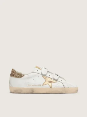 Zapatillas Old School para mujer con estrella dorada en cuero laminado
