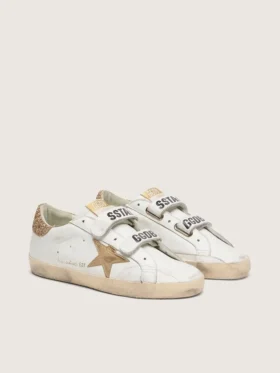 Zapatillas Old School para mujer con estrella dorada en cuero laminado