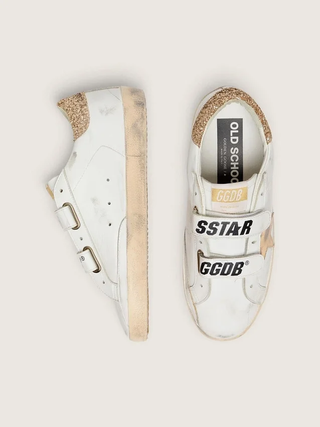 Zapatillas Old School para mujer con estrella dorada en cuero laminado