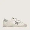 Zapatillas Old School para mujer con estrella plateada con purpurina y lengüeta de gamuza gris hielo